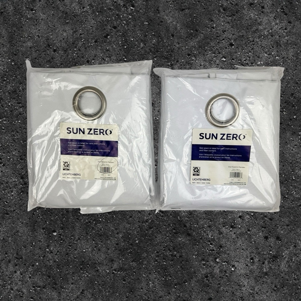 Sun Zero Blackout Set of 2 Curtain Panels white 50in x 84in Lichtenberg Grommets